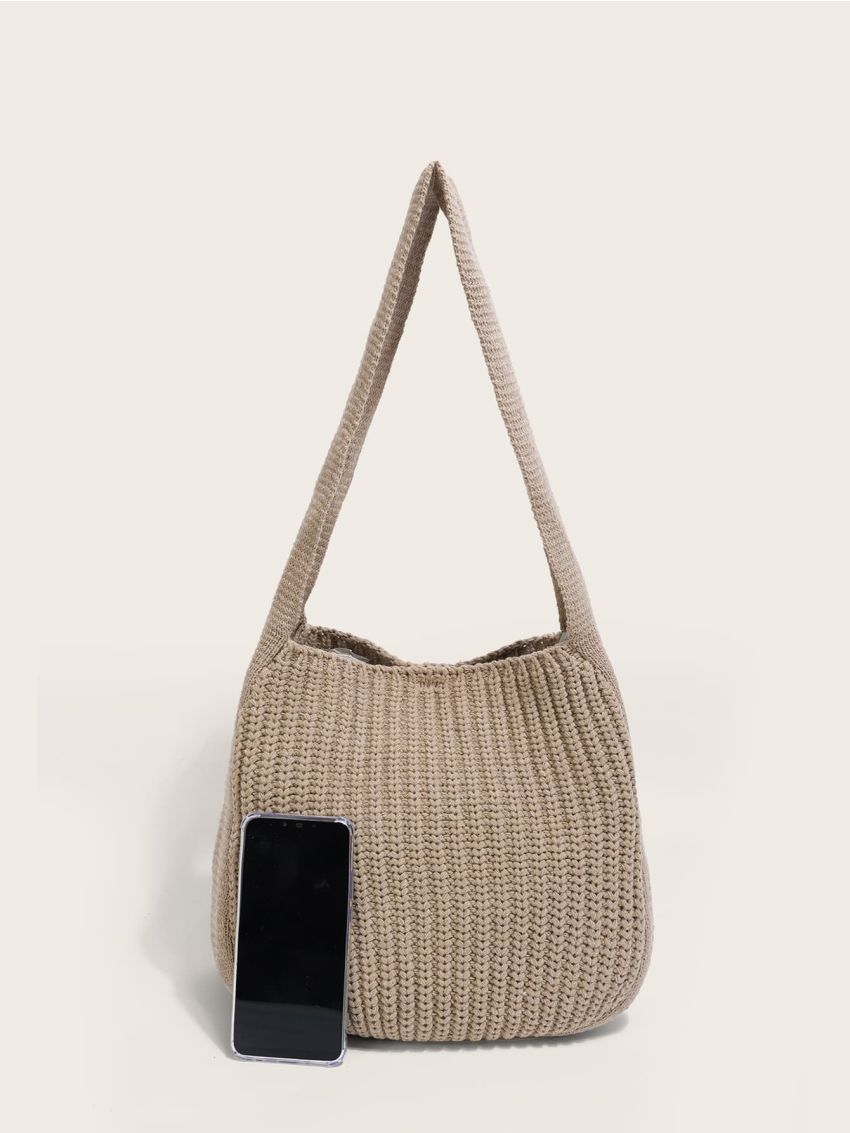 Handwoven Crochet Beach Bag, Women's Simple Hobo Bag, Large Capacity Shoulder Bag