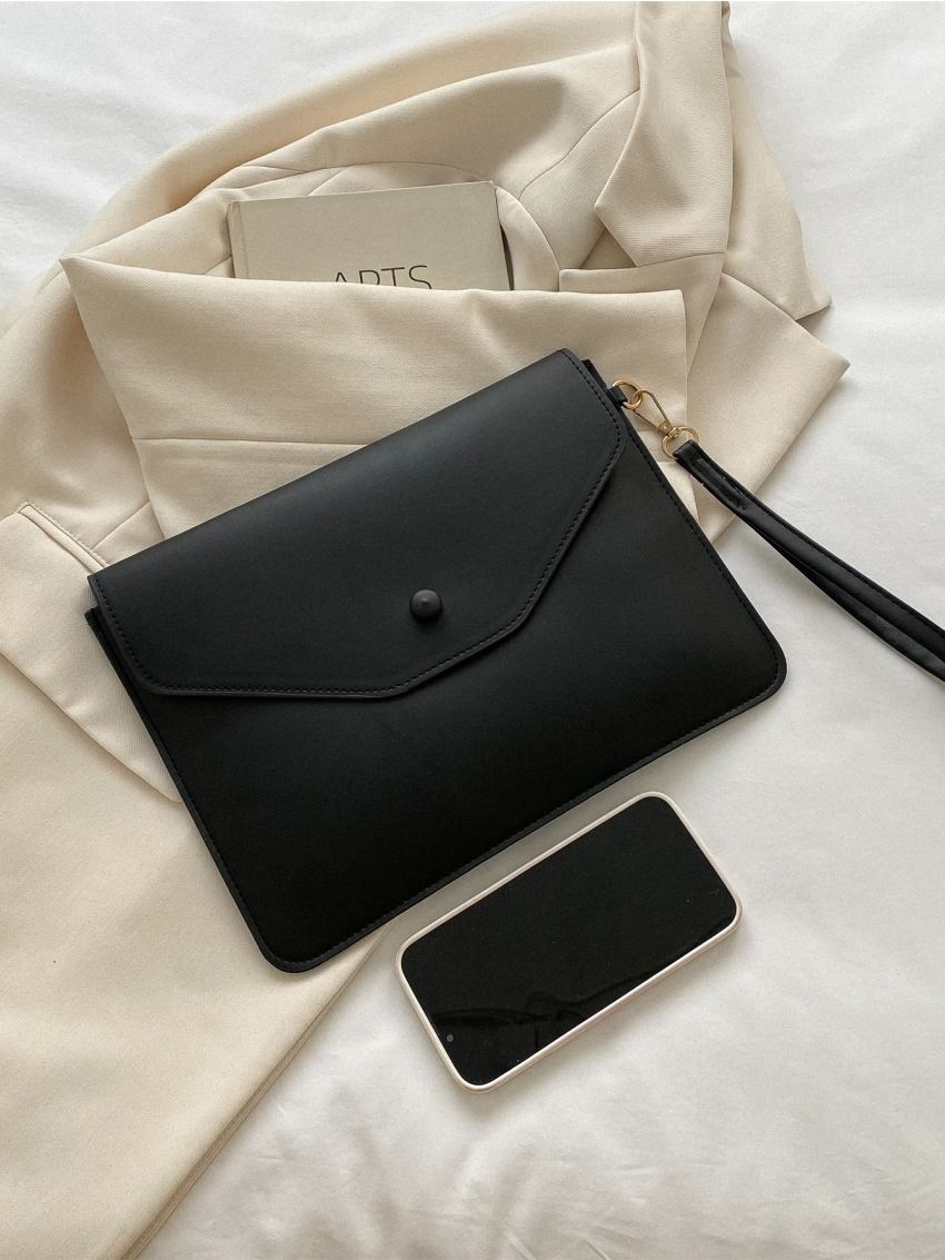 Button Decor Flap Square Bag