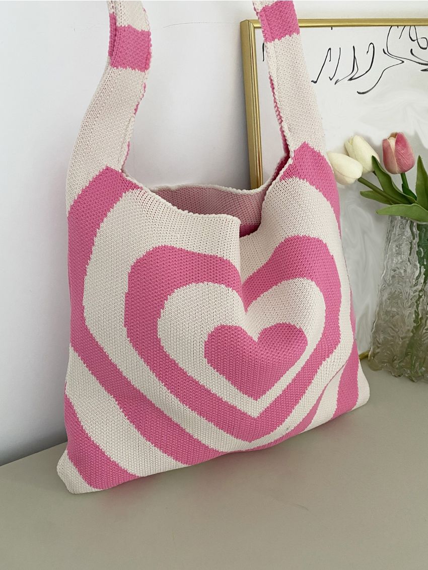 Heart Pattern Crochet Bag