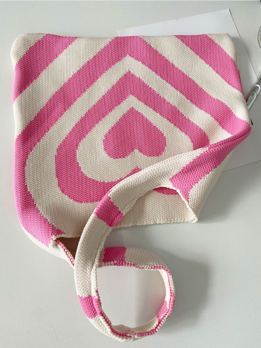 Heart Pattern Crochet Bag