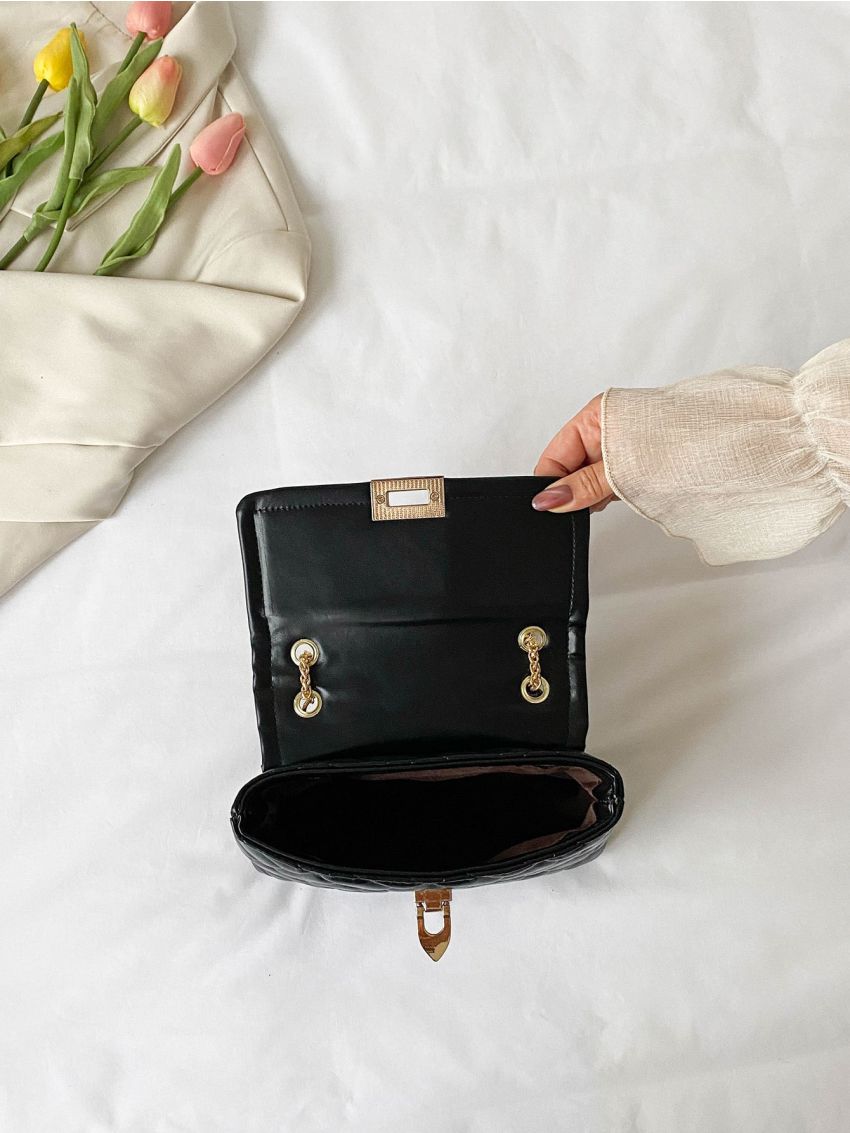 Geometric Quilted Chain Square Bag