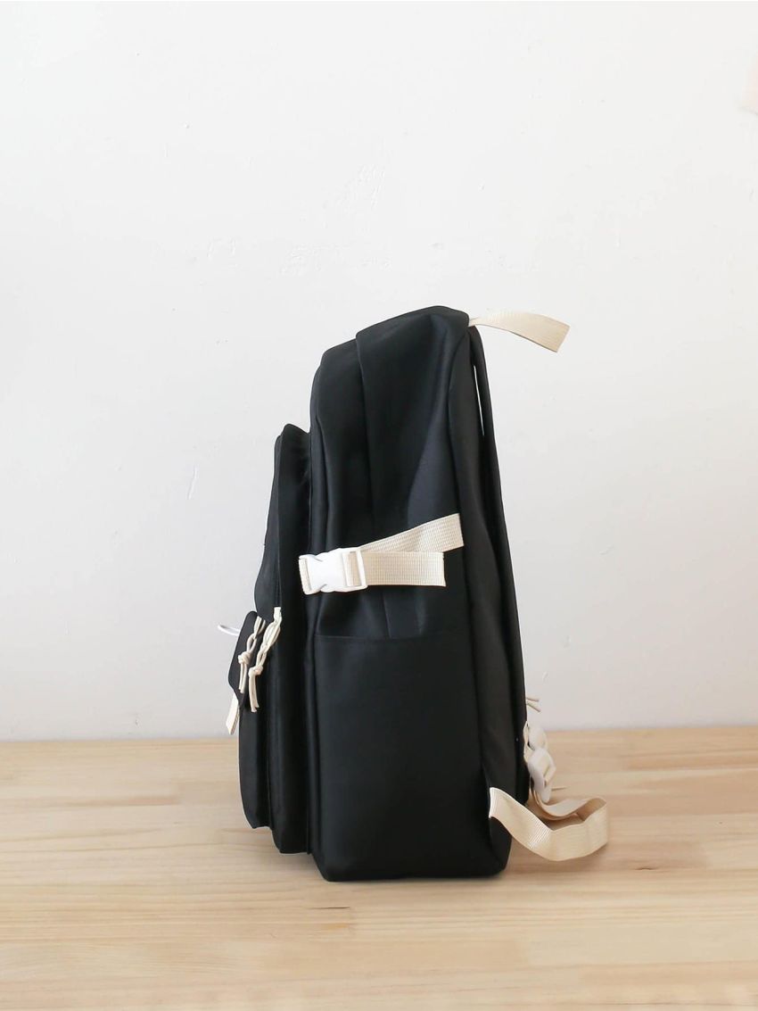 4pcs Letter Patch Decor Functional Backpack Set