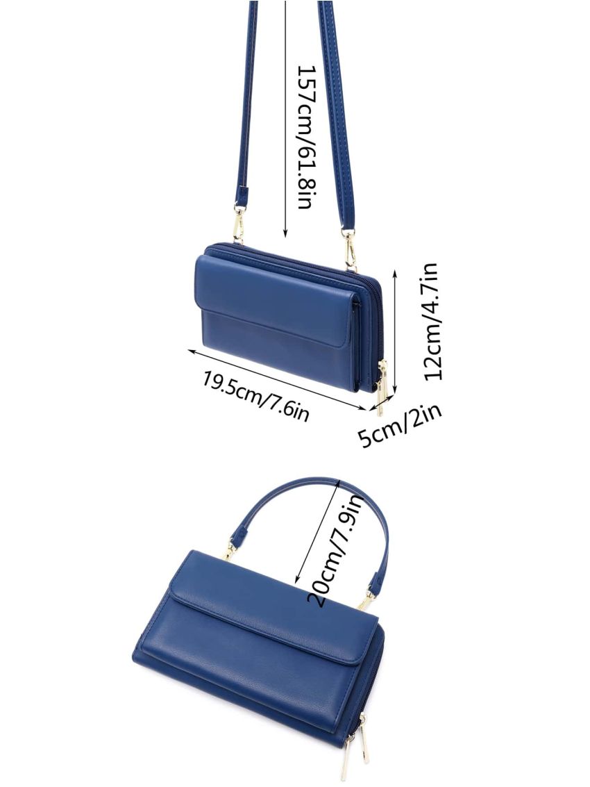 Minimalist Phone Wallet PU Zipper With Adjustable-strap RFID For Outdoor Travel