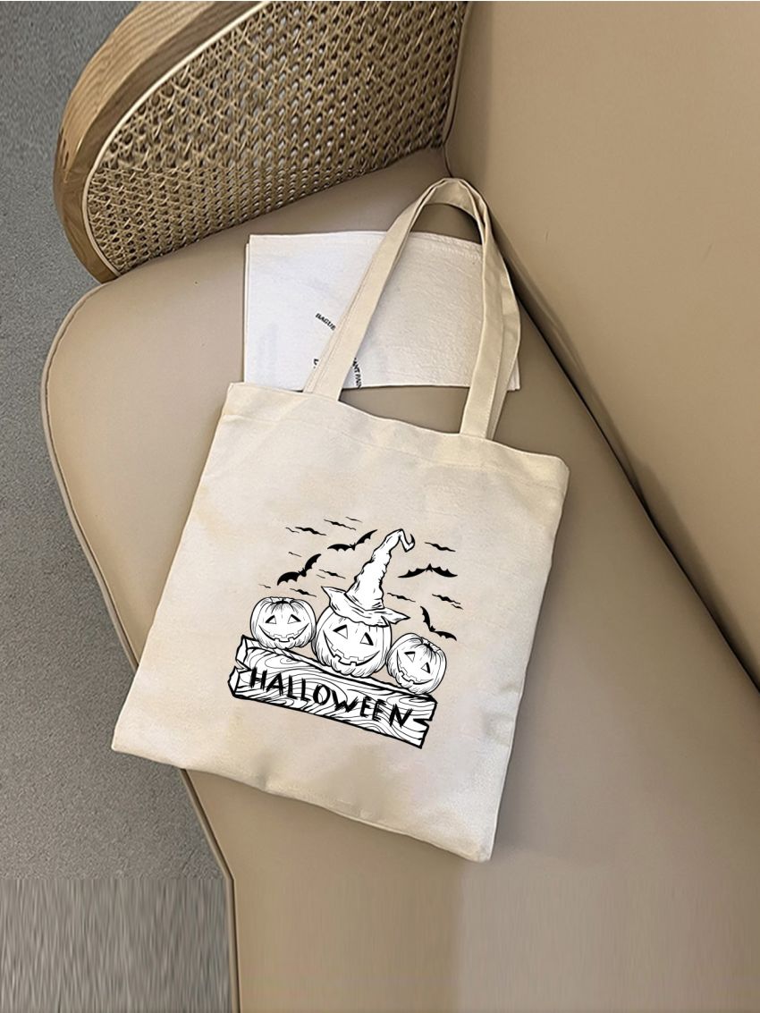 Halloween Pumpkin & Letter Graphic Shopper Bag