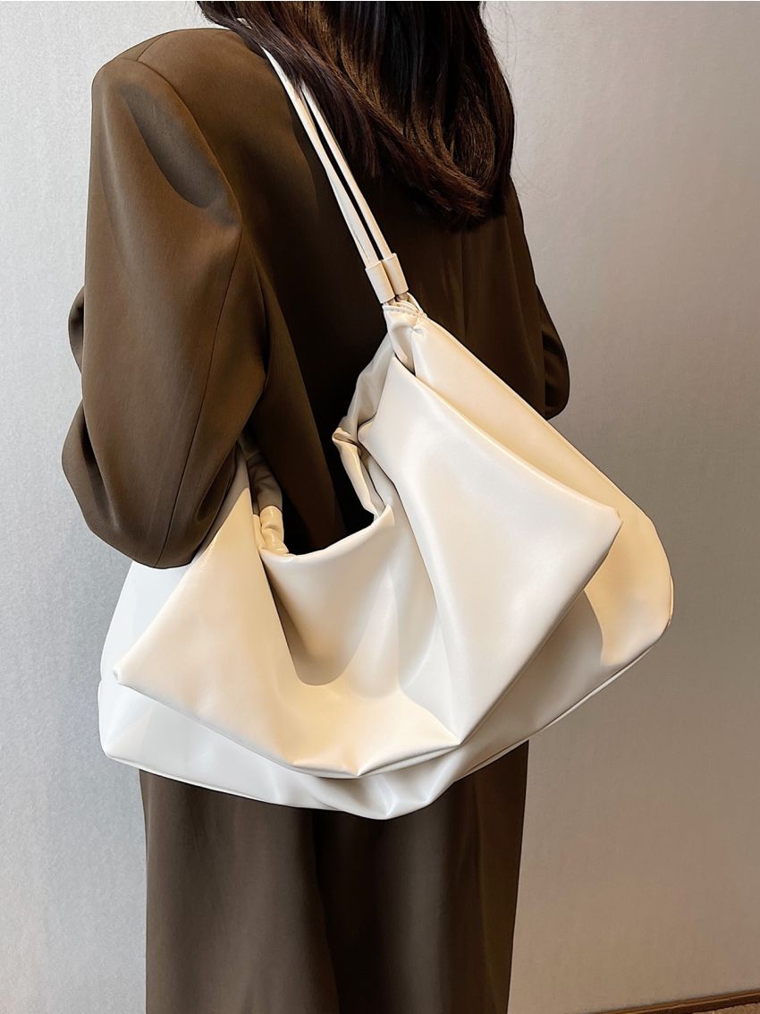 Ruched Detail Shoulder Tote Bag