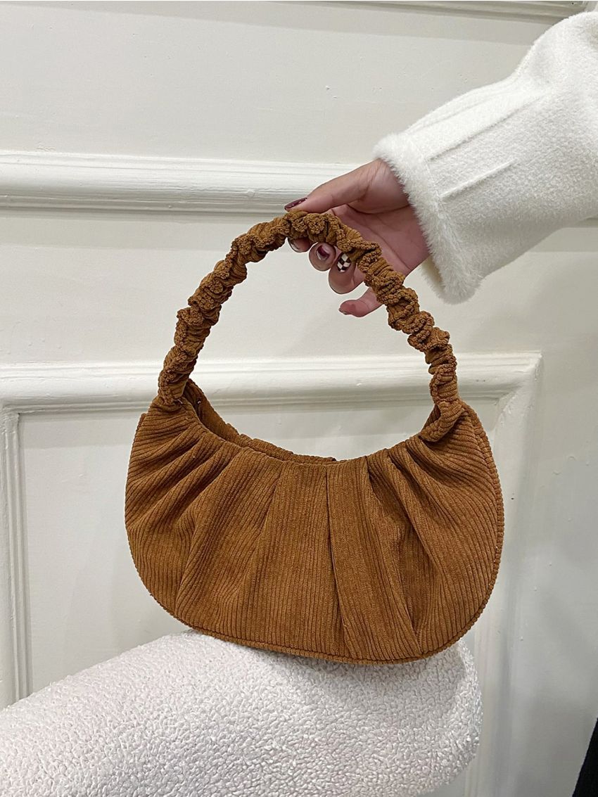 Minimalist Corduroy Ruched Bag