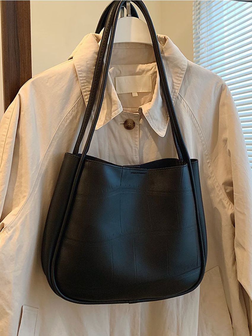 Crocodile Embossed Shoulder Tote Bag