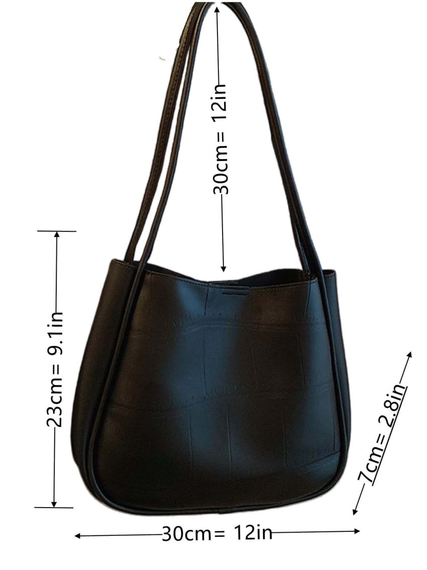 Crocodile Embossed Shoulder Tote Bag