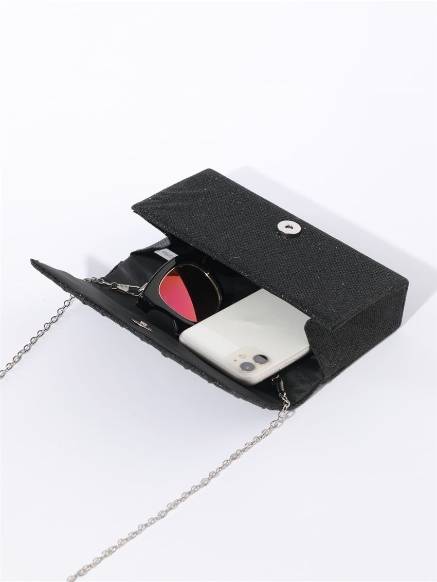 Mini Glitter Chain Flap Square Bag