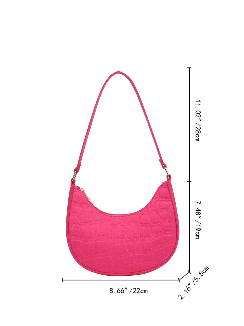 Crocodile Embossed Zipper Hobo Bag