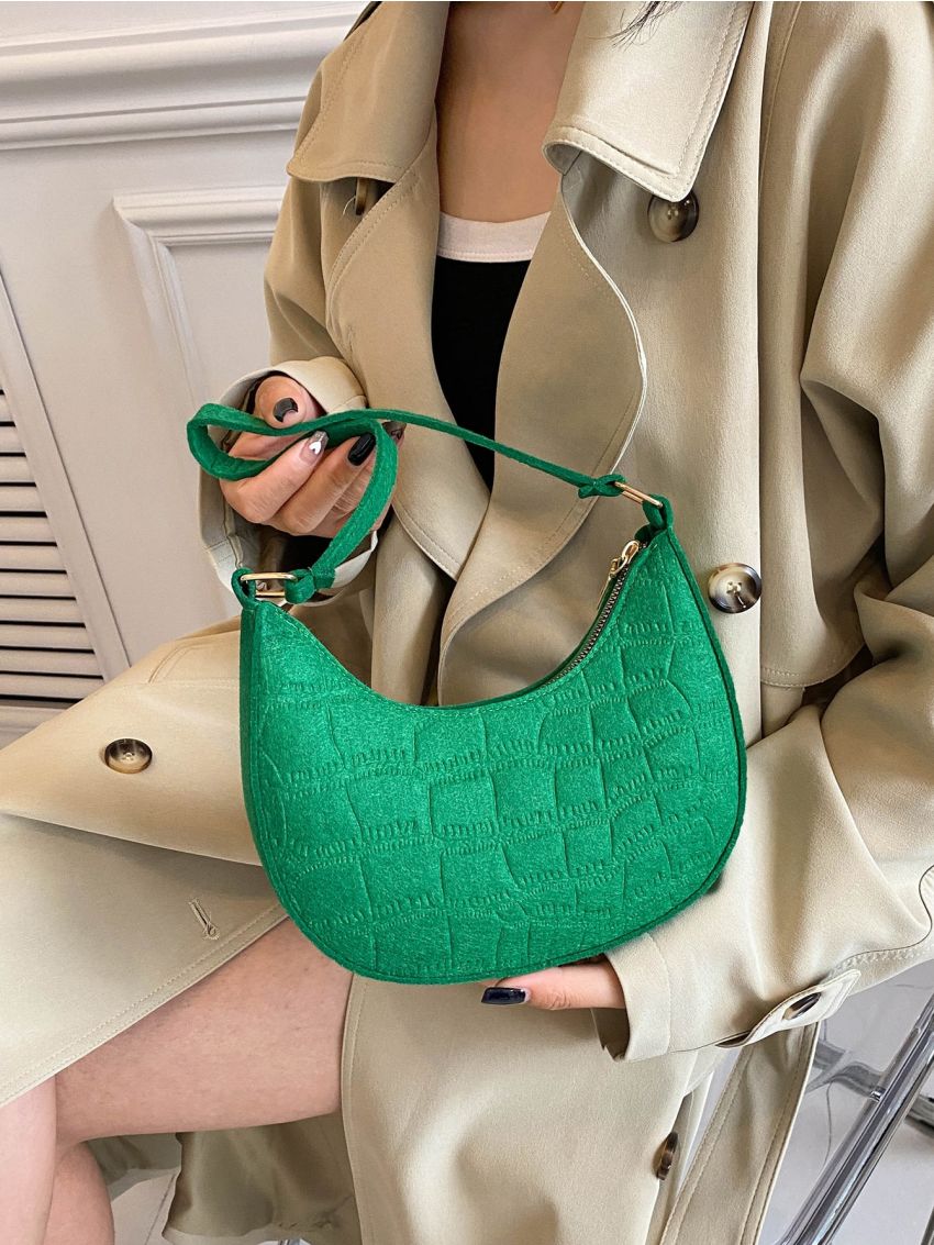 Crocodile Embossed Hobo Bag