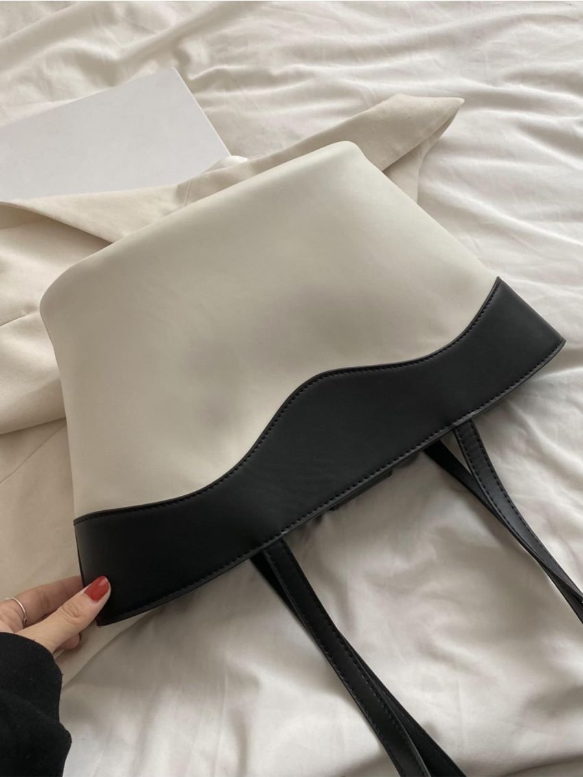 Two Tone Shoulder Tote Bag