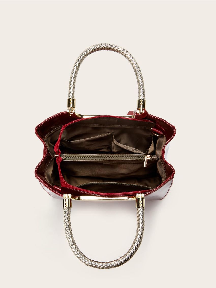 Artificial Patent Leather Square Bag