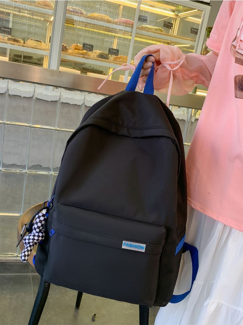 Letter Patch Decor Functional Backpack