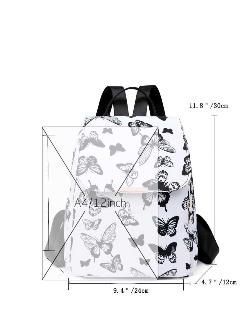 Random Butterfly Pattern Flap Backpack