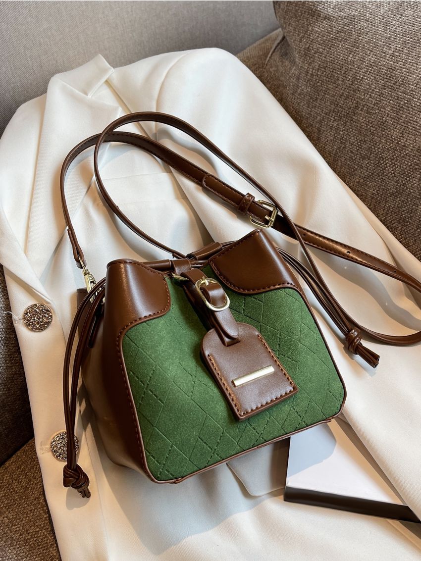 Mini Colorblock Letter Detail Bucket Bag