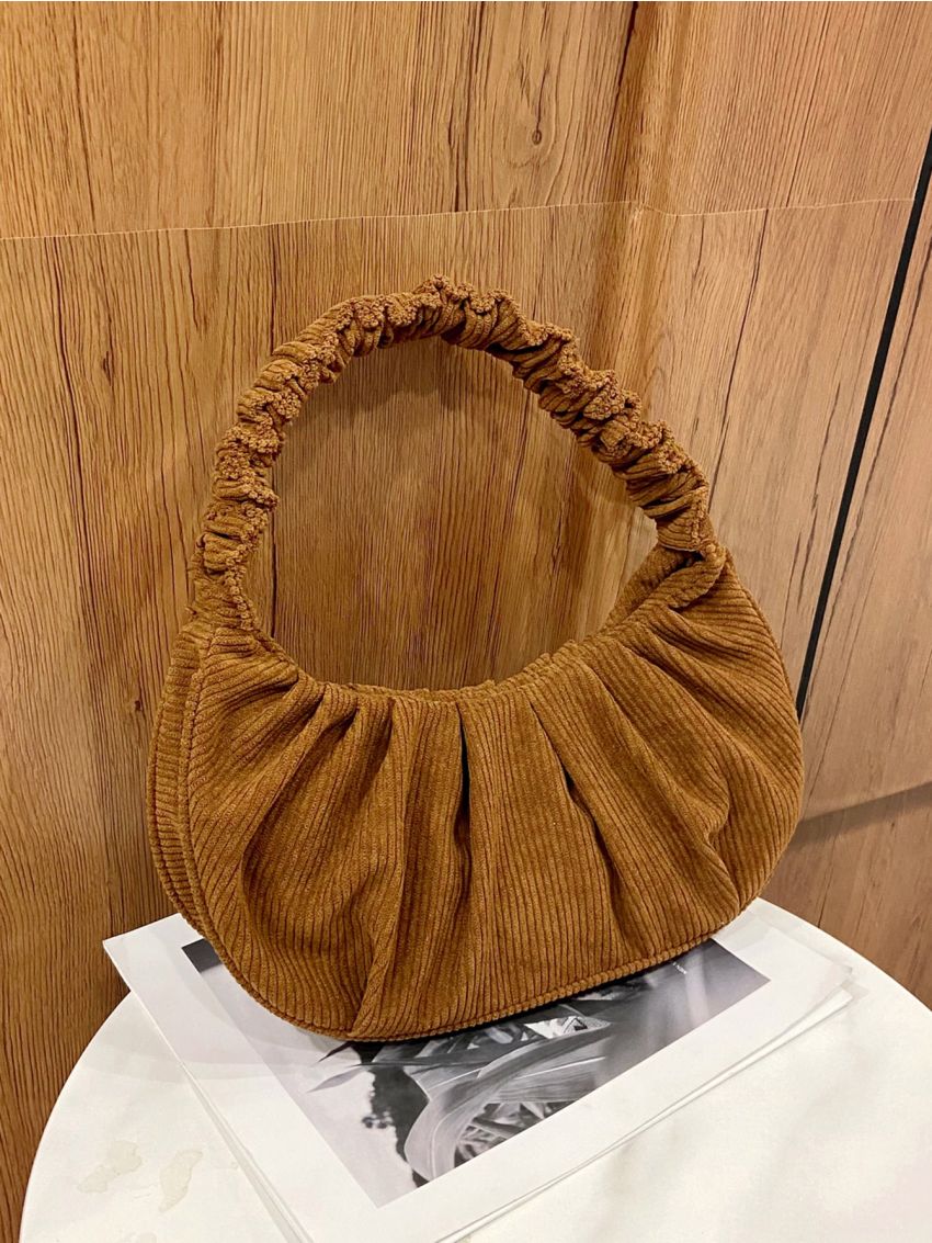 Minimalist Corduroy Ruched Bag