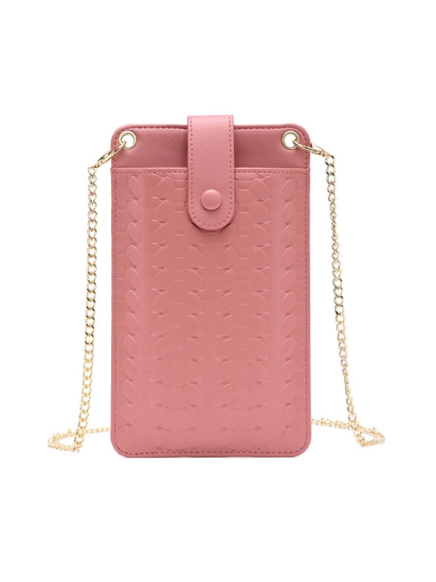 Geometric Embossed Chain Phone Wallet