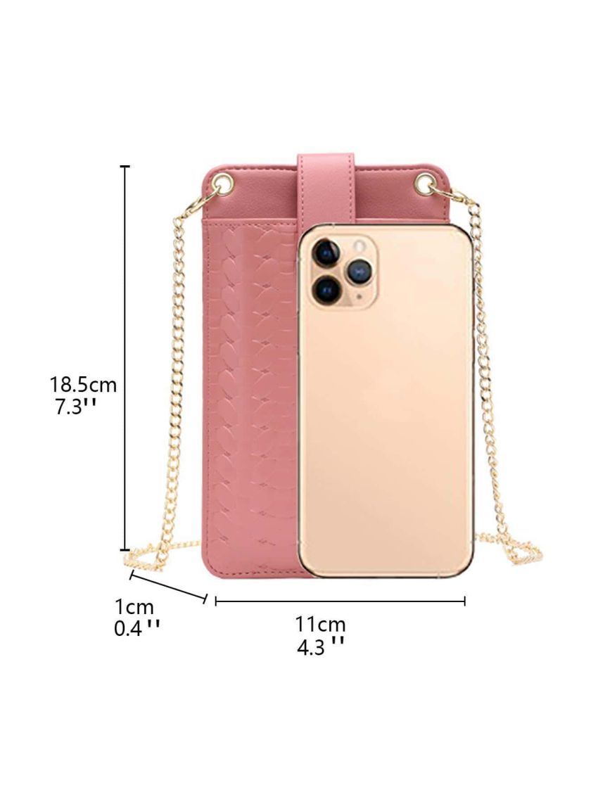 Geometric Embossed Chain Phone Wallet