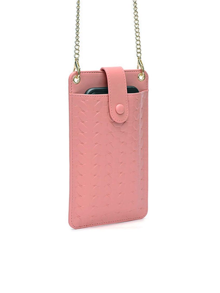 Geometric Embossed Chain Phone Wallet