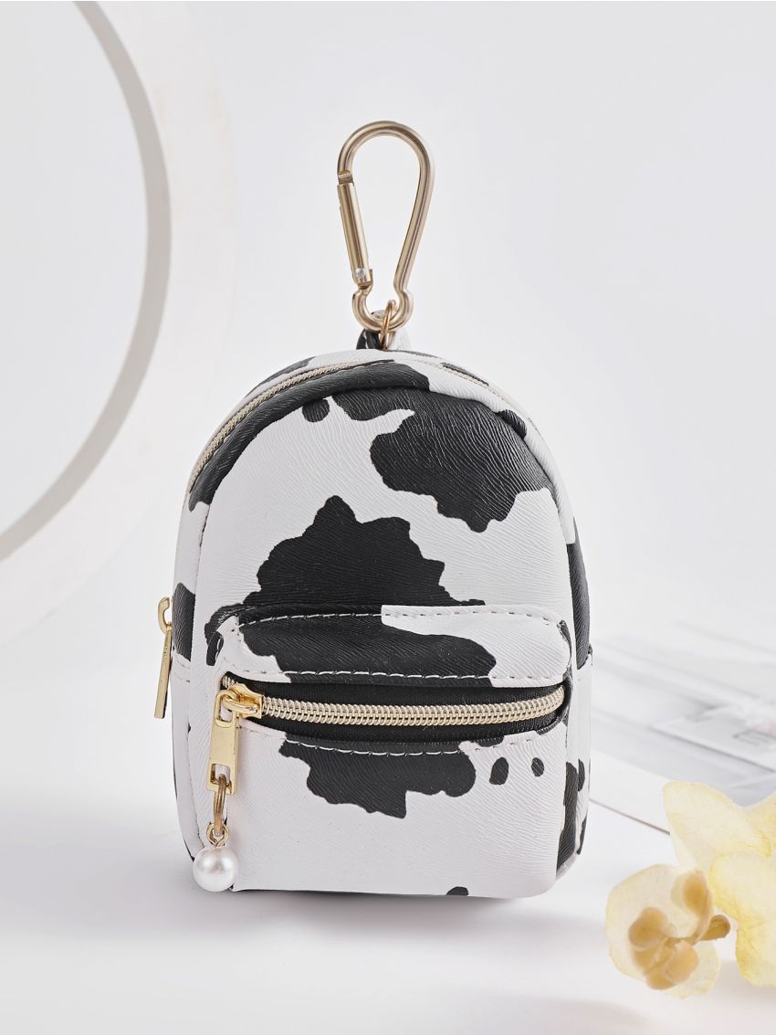 Cow Print Mini Coin Purse, Cute Zipper Storage Bag
