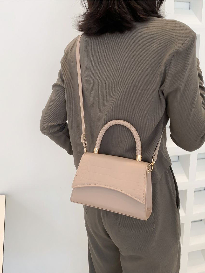 Crocodile Embossed Flap Square Bag