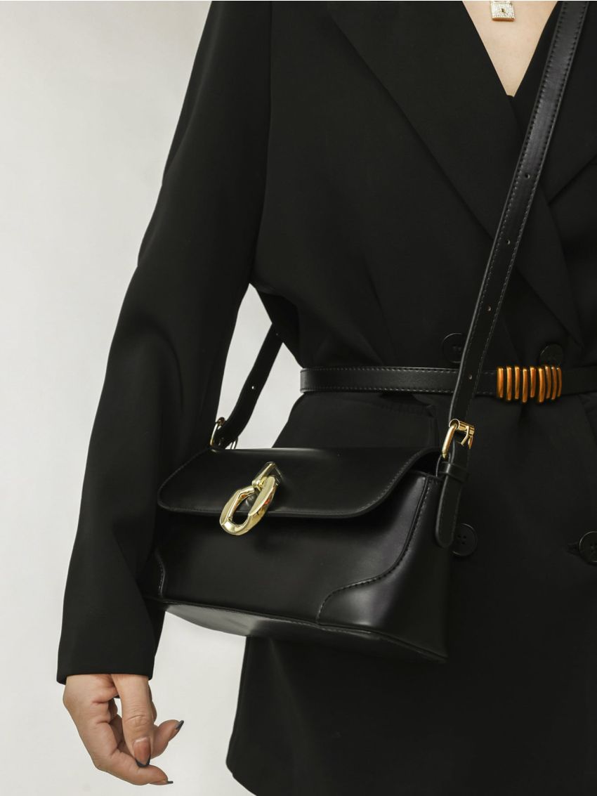 Metal Decor Flap Square Bag