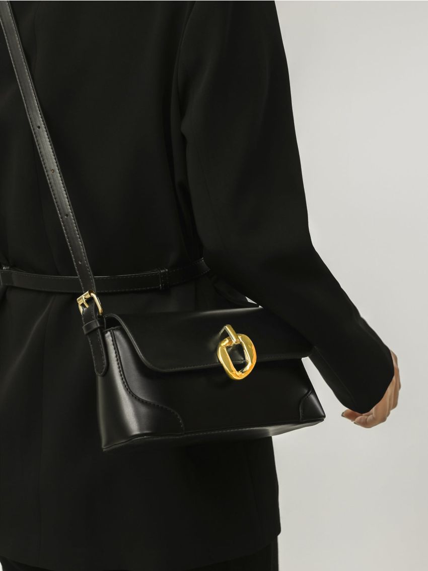 Metal Decor Flap Square Bag