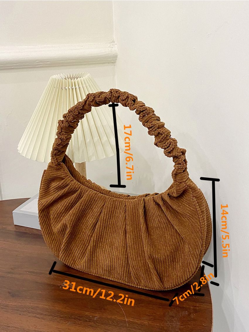 Minimalist Corduroy Ruched Bag