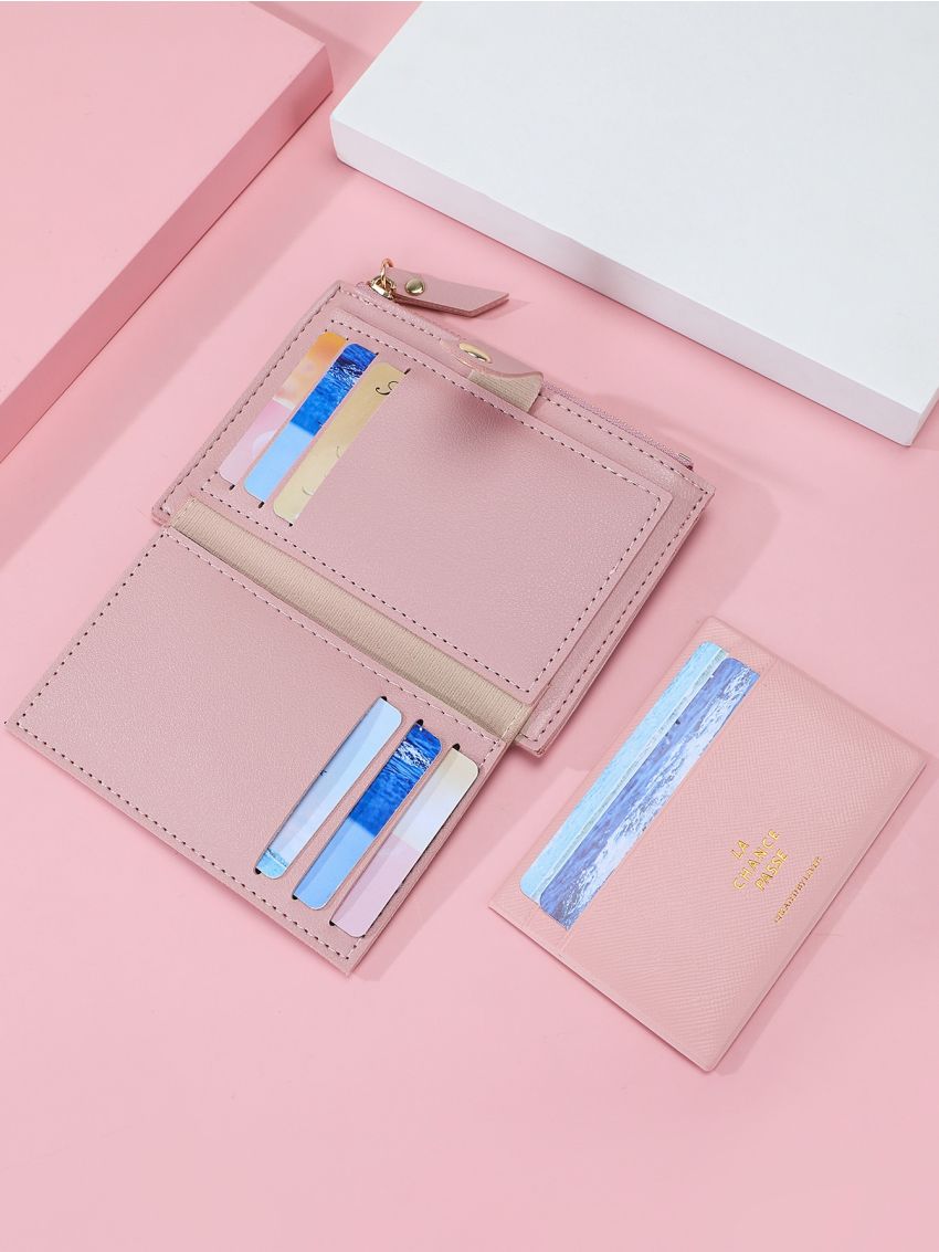 Snap Button Card Holder With Passport Case