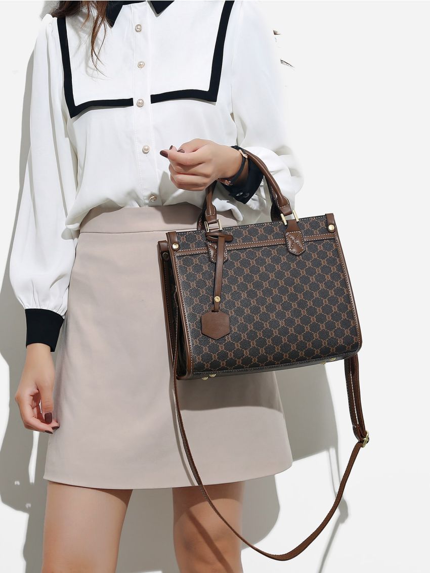 All Over Print Square Bag With Bag Charm