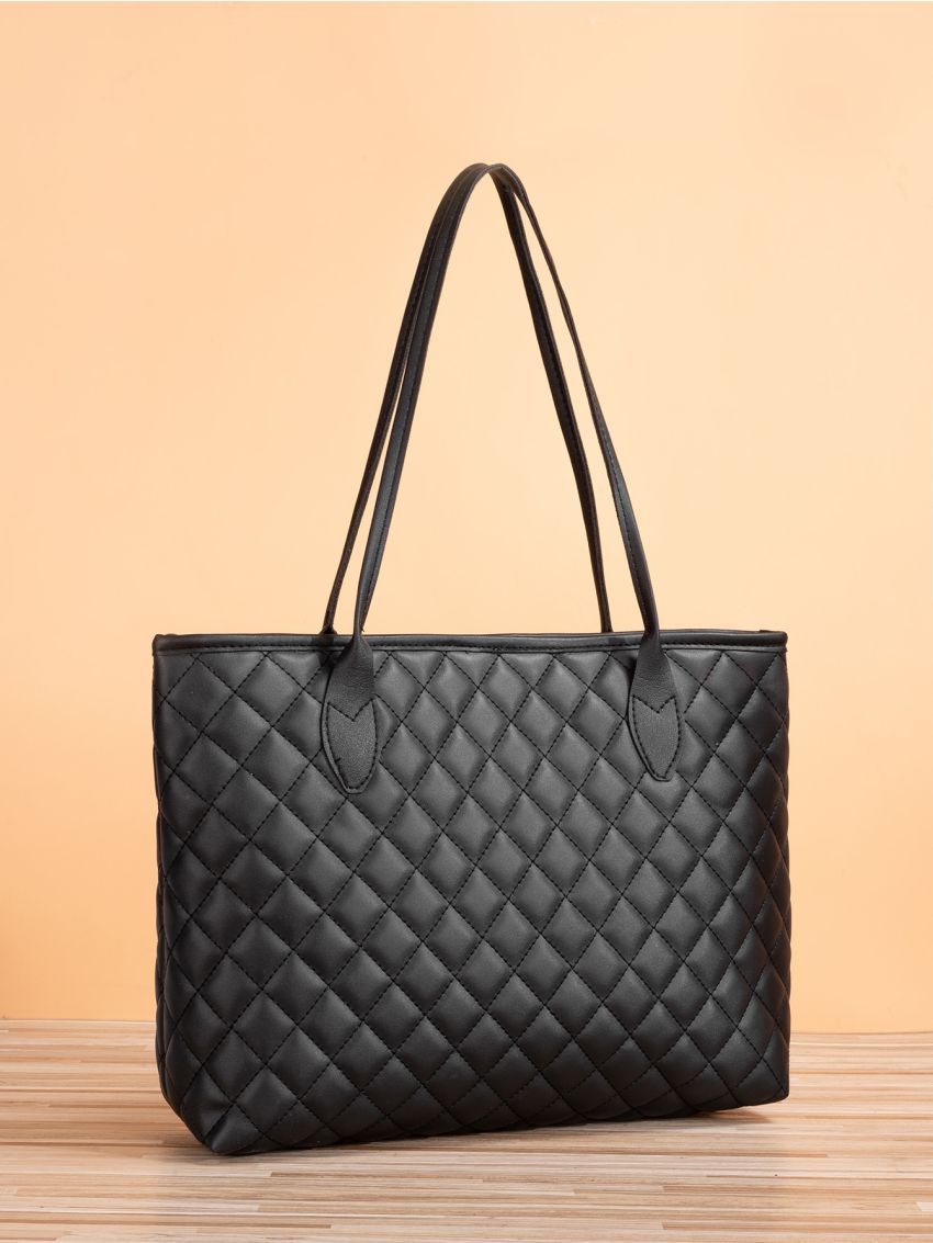 Quilted Detail Shoulder Tote Bag