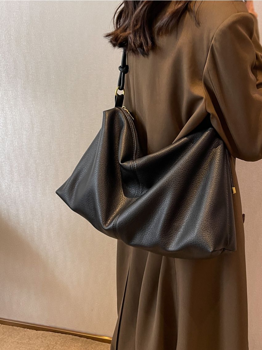 Litchi Embossed Hobo Bag