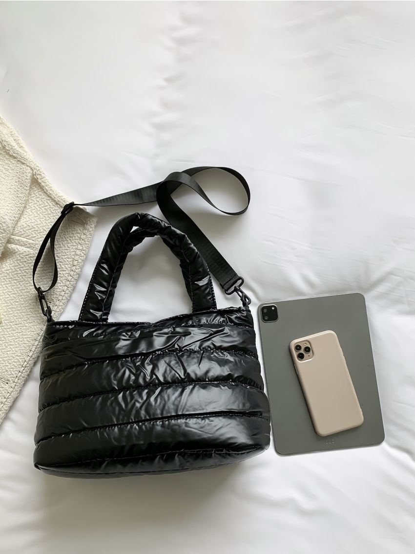 Quilted Detail Top Handle Bag