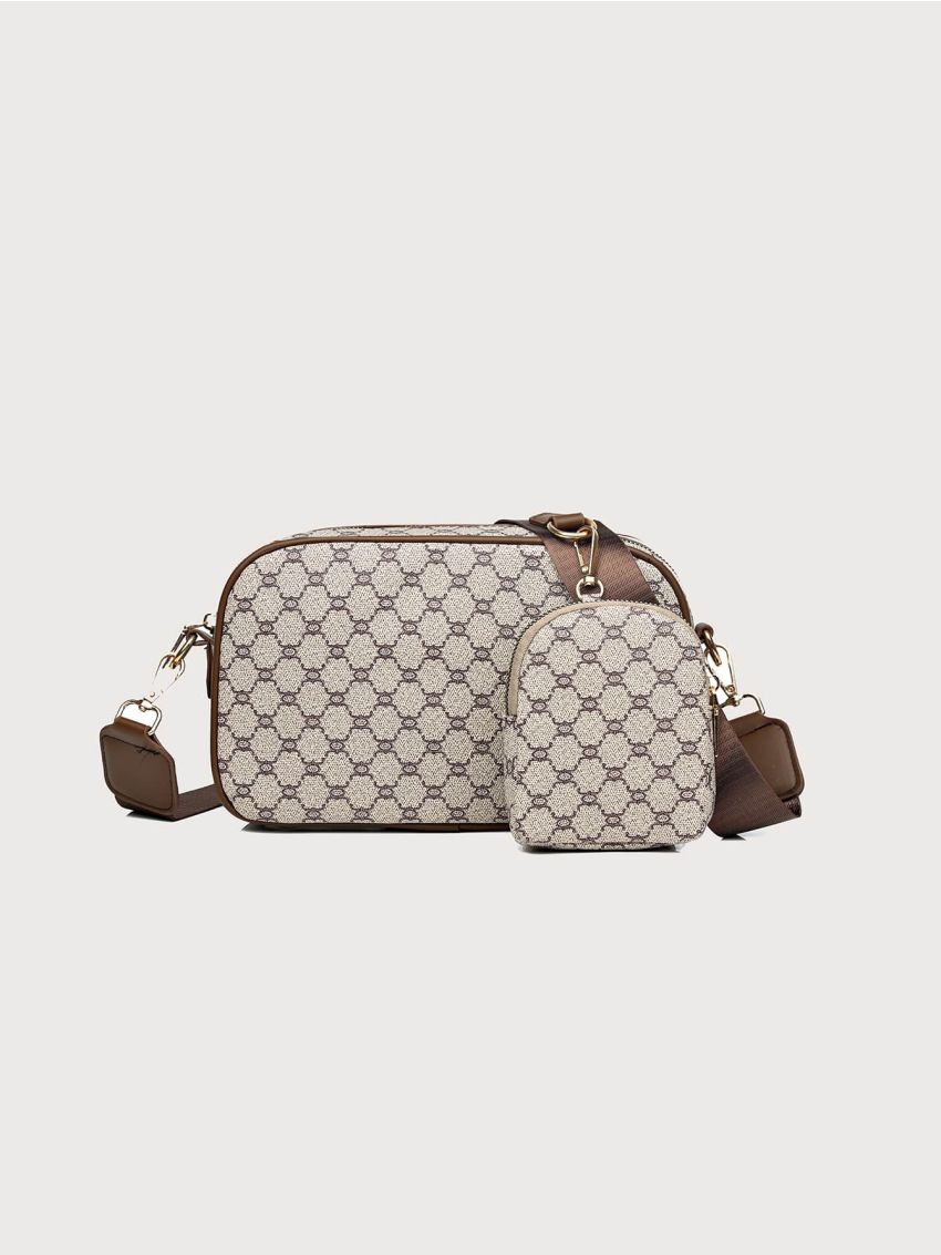 Geometric Graphic Square Bag With Coin Case