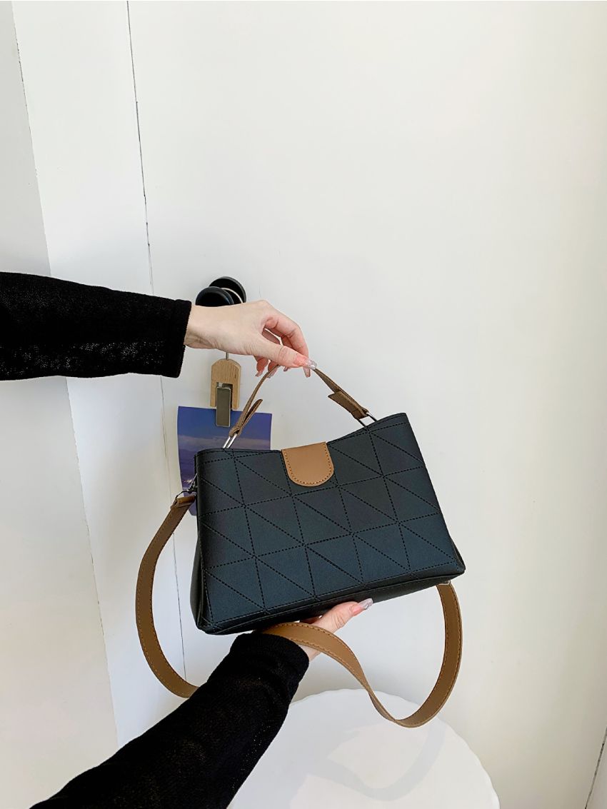 Quilted Pattern Bucket Bag