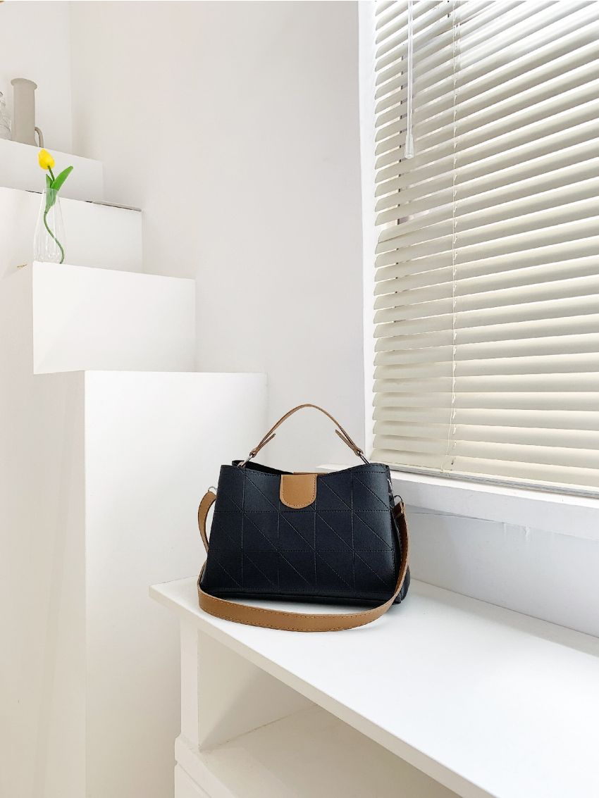 Quilted Pattern Bucket Bag