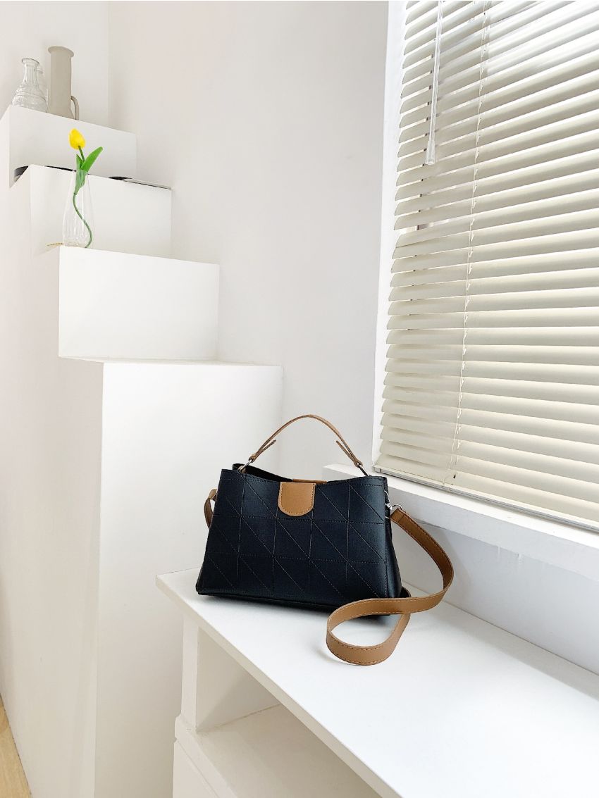 Quilted Pattern Bucket Bag