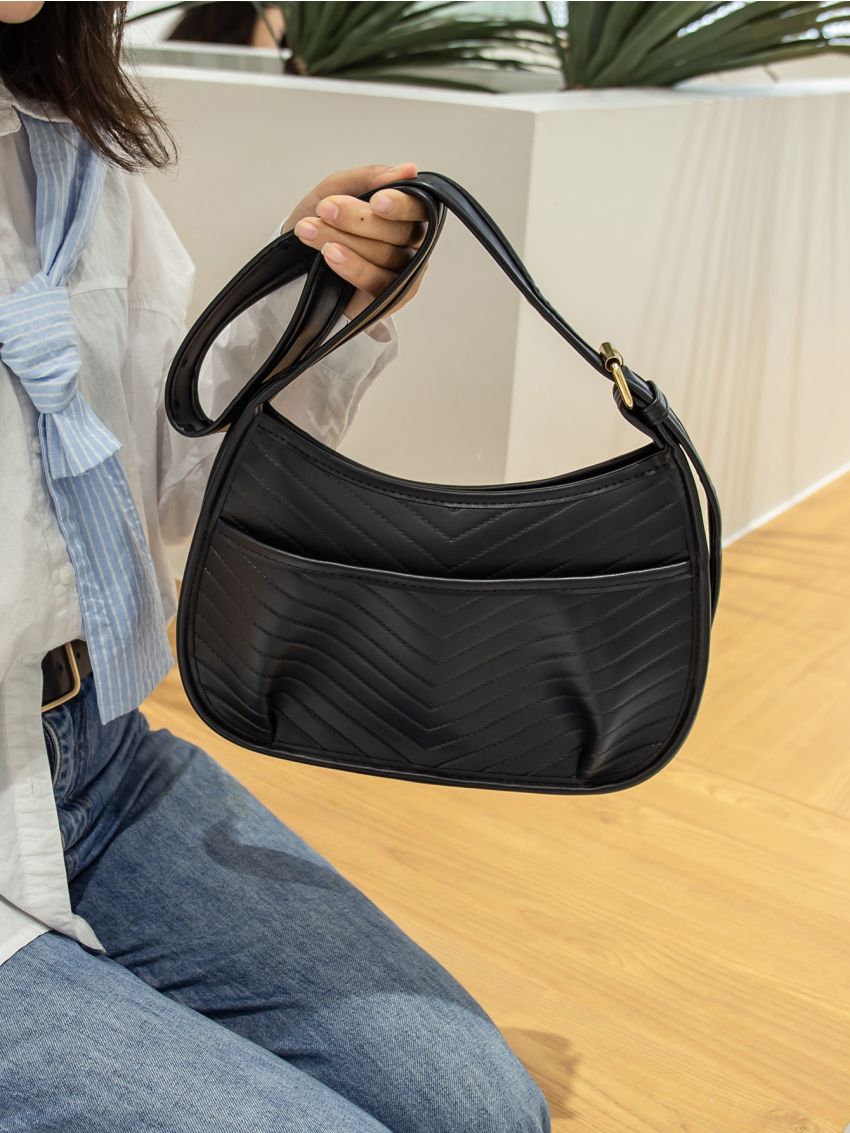 Minimalist Buckle Decor Shoulder Bag