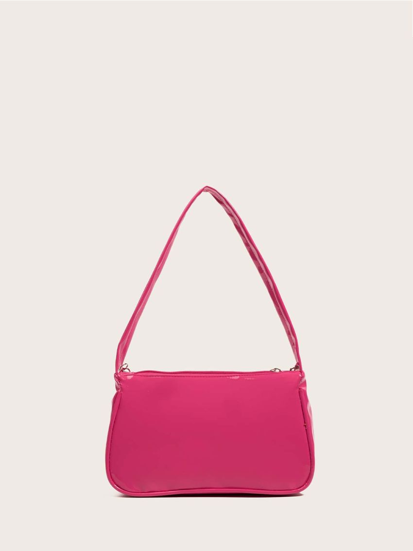 Mini Neon Pink Butterfly Decor Baguette Bag