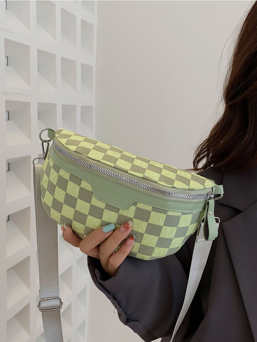 Minimalist Plaid Pattern Waist Bag