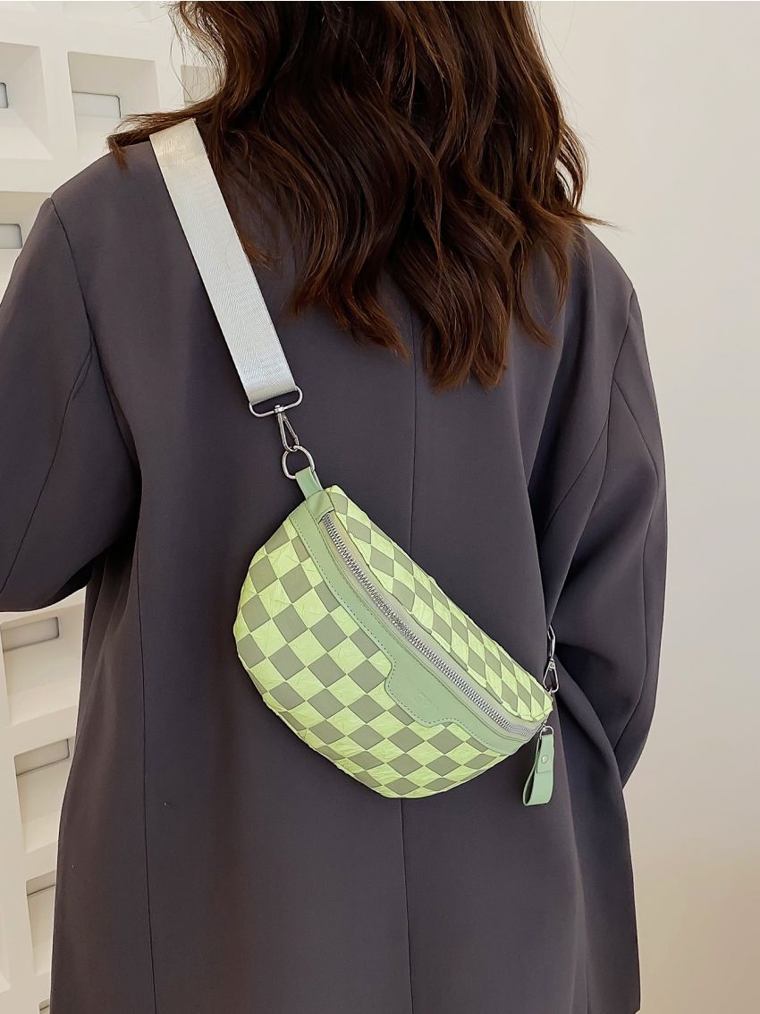 Minimalist Plaid Pattern Waist Bag