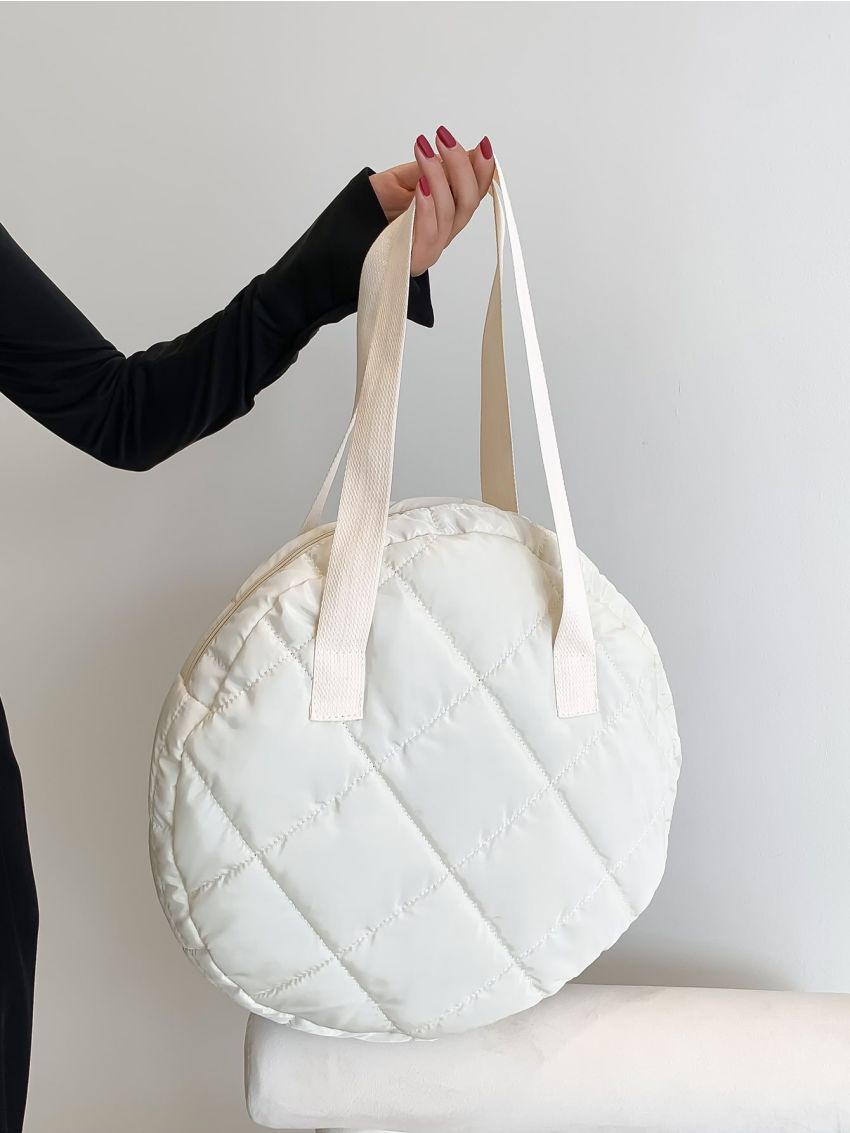 Argyle Quilted Shoulder Tote Bag