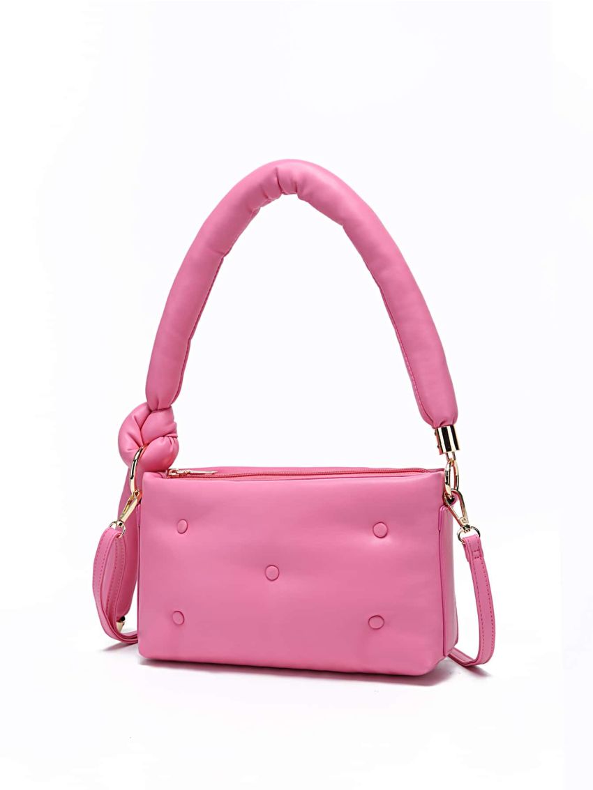 Neon Pink Button Decor Square Bag