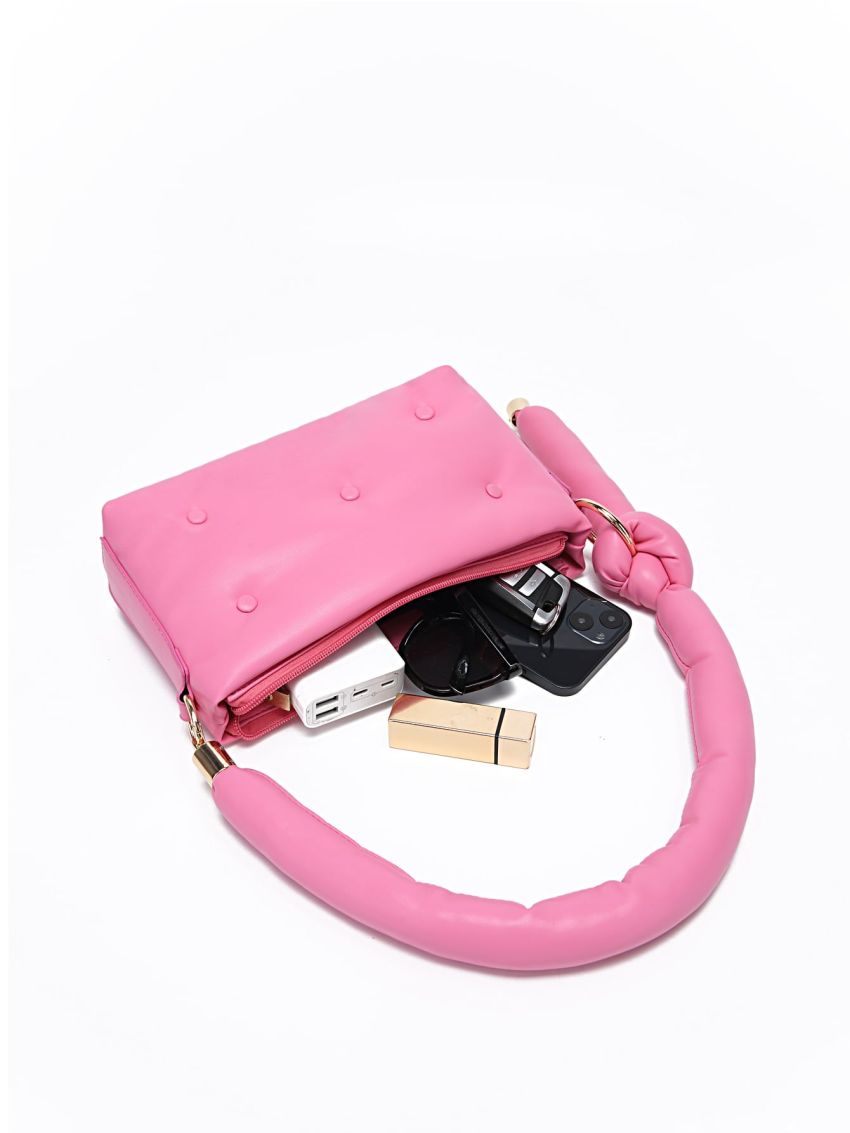 Neon Pink Button Decor Square Bag