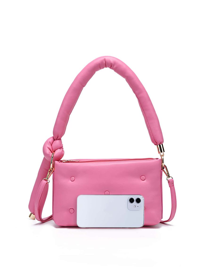 Neon Pink Button Decor Square Bag