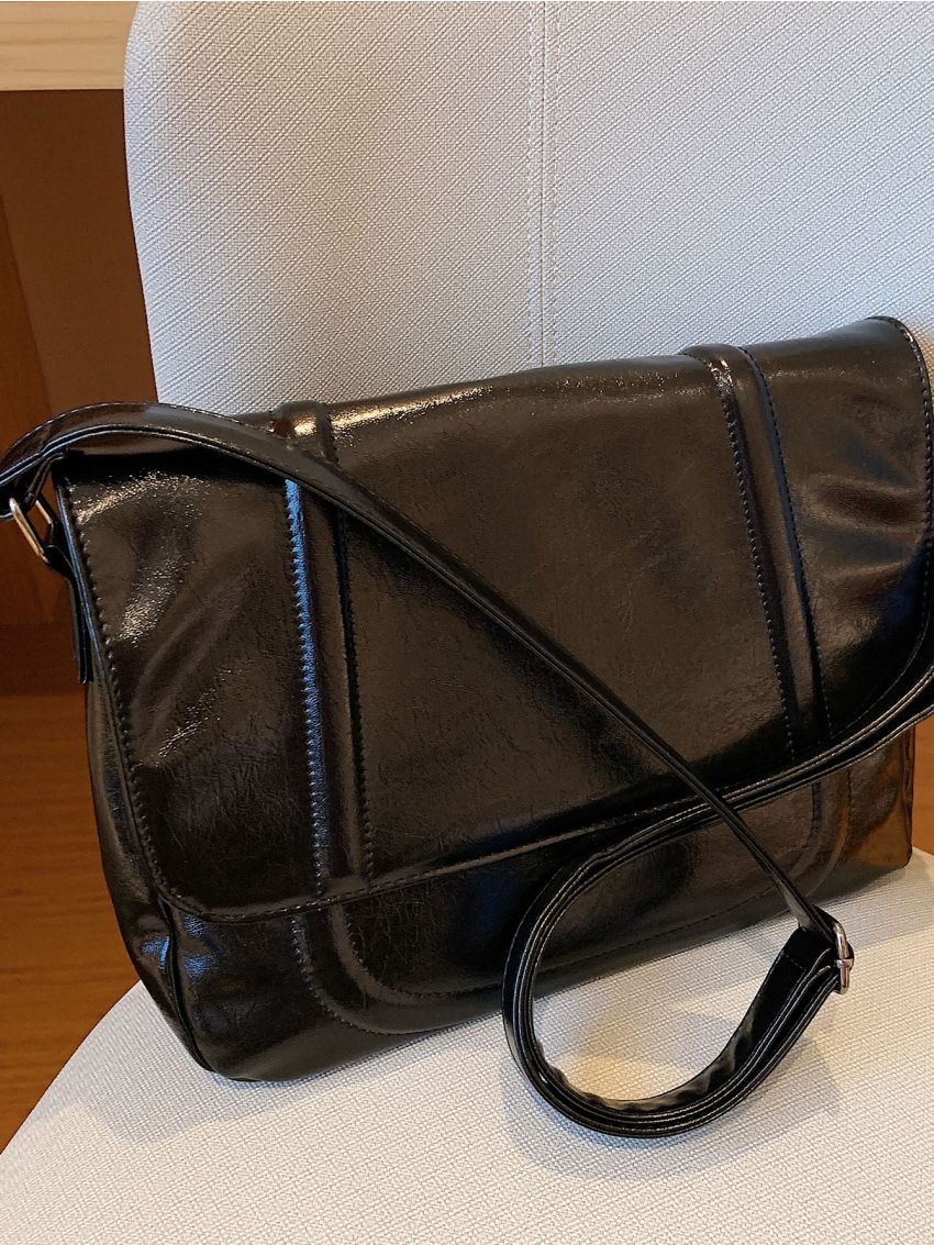 Stitch Detail Flap Square Bag