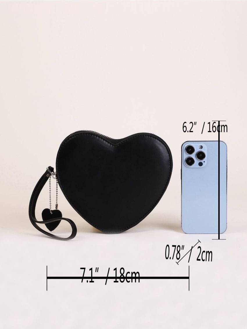 Heart Design Coin Purse With Bag Charm