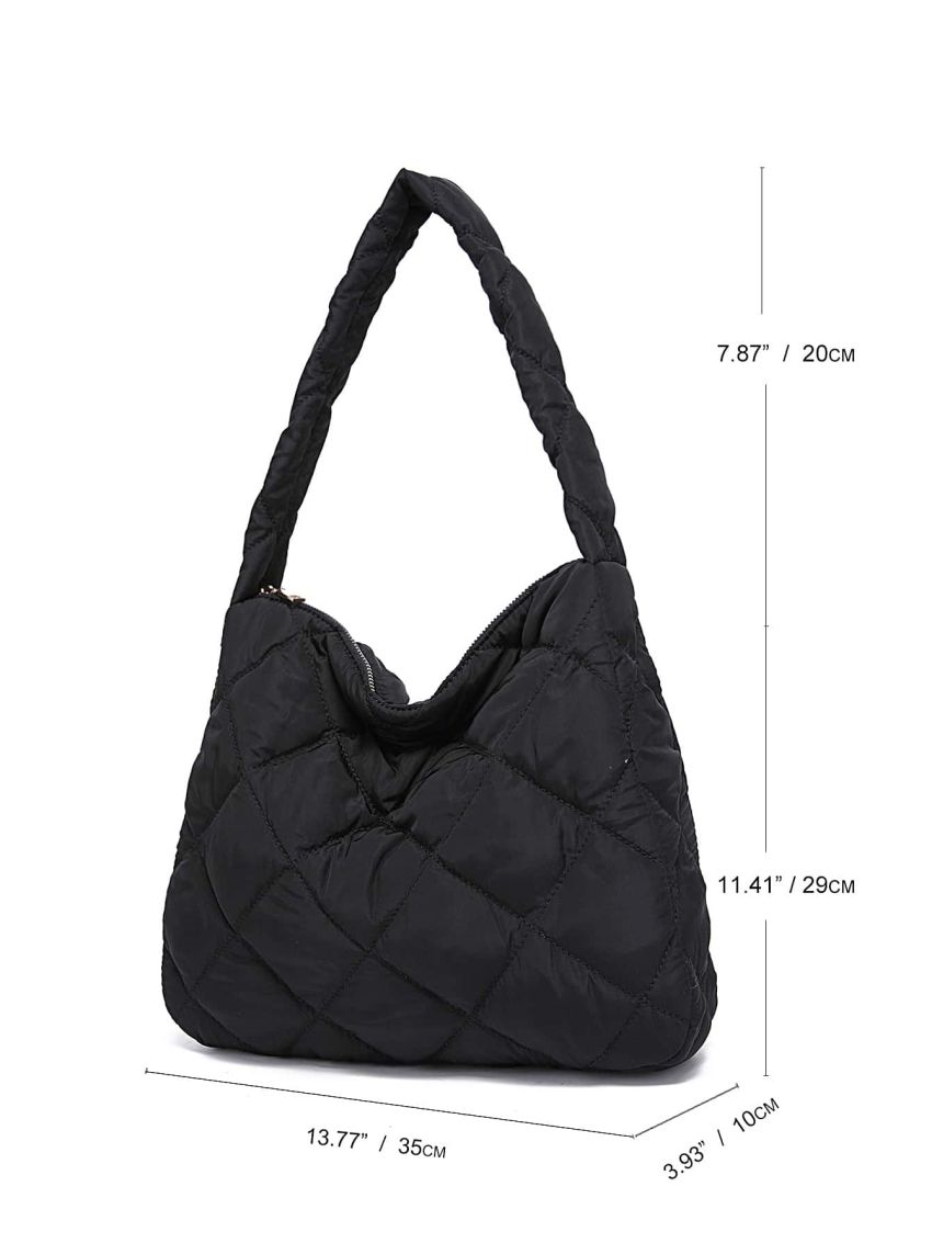 Geometric Quilted Hobo Bag