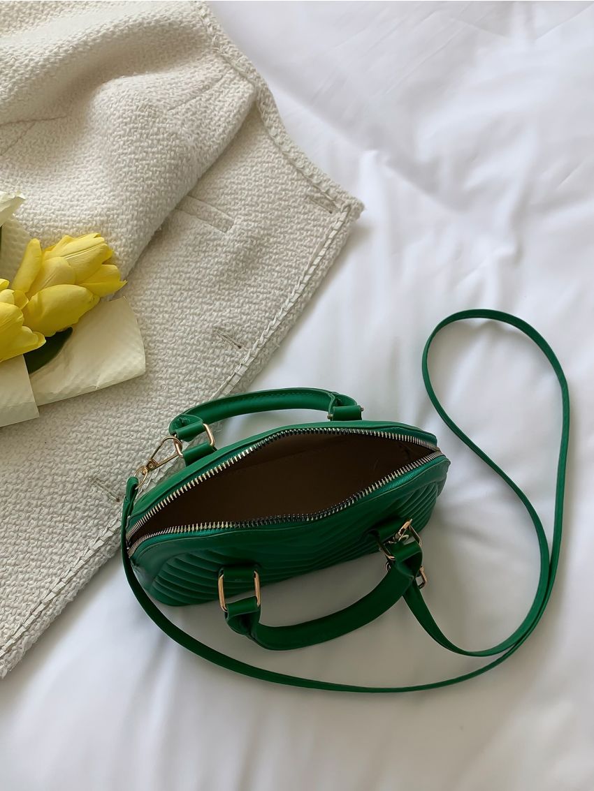 Mini Chevron Quilted Double Handle Dome Bag